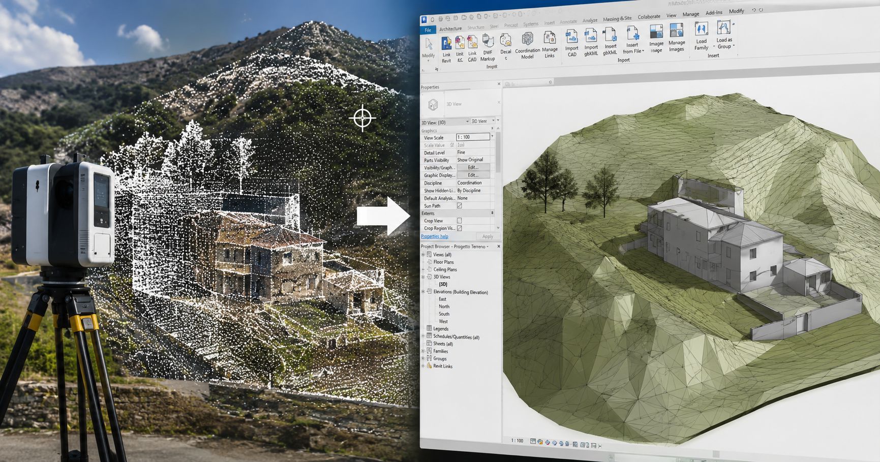 Dalla nuvola di punti al terreno 3D in Revit